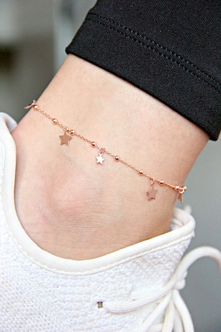 Argentum Concept Yıldızlı 925 Ayar Gümüş Rose Halhal - H003701 Pembe