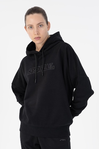 Maraton Oversize Kadın Kapüşonlu Siyah- Sweatshirt Siyah-