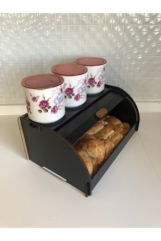 Harmony Ahşap Ekmeklik Organizer,ekmek Kutusu Sepeti, Bakerybox, Ev Hediyesi Siyah