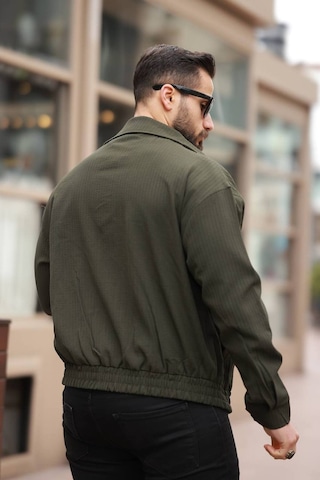 Unisex Yeni Sezon Kapitone Dolgulu Oversize Vintage Haki Çzgl
