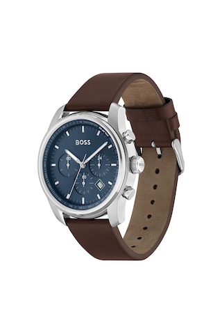 Hugo Boss HB1514002 Deri Kahverengi Mavi Kadran 44 mm Erkek Kol Saati