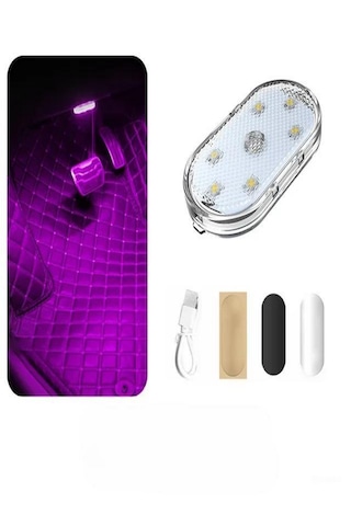 Araç Ve Dolap İçi Mor Işık Şarjlı Dokunmatik Led Lamba Işık