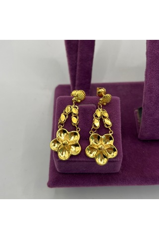 22 Ayar Altın Küpe Çiçekli 3.72gr - K01119