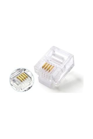 Primex Plus Px-6p4c Rj11-4lü 4 Pinli Konnektör, 100 Lü Paket 6p4c Telefon Jack, Rj11 Telefon Kablo Ucu, Modem Dsl Fax Santral Hat Kablosu Sonlandırma Konnektörü, Şeffaf Rj11 Plug