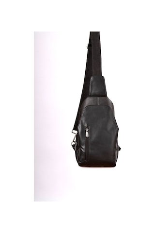 Unisex Siyah Hakiki Deri Çapraz Badybag Omuz Ve Göğüs Çantası Usb Çıkışlı siyah
