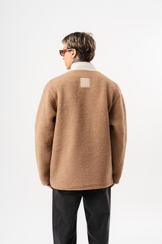 Respire Erkek Zip Oversize Teddy Ceket Kahve Kahverengi