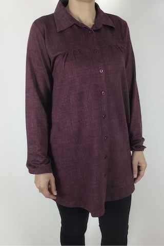 Mevsimlik Kolları Lastikli Boydan Düğmeli Gömlek Fuşya