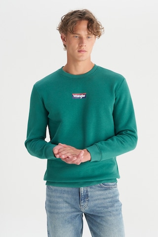 Wrangler Regular Fit Normal Kesim Bisiklet Yaka İçi Polarlı Yeşil Sweatshirt