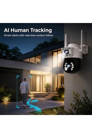 6mp Dual Lens Wifi Akıllı Güvenlik Kamerası, 360 Hareketli Dış Mekan Ip Kamera, Ethernet Wifi Bağlantılı Beya