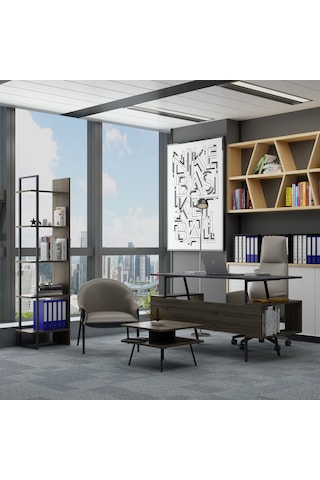 Lagomood İrony Poly Ofis Takımı Antrasit Ceviz