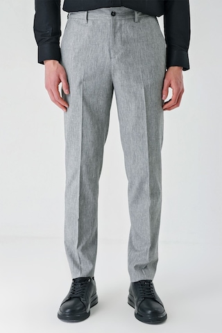 İmza Gri Yan Cepli Beli Lastikli Keten Karışımlı Casual Slim Fit Dar Kesim Pantolon 1003240103-gri Gri