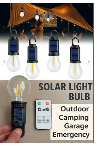 Taşınabilir Solar Usb Şarjlı Led Ampül-outdoor Kamp Bahçe Lambası-askılı Kırılmaz-kumandalı 1