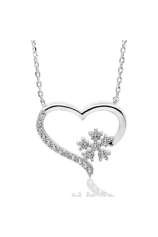 Chavin Kalp Kartanesi Kar Tanesi Zirkon Taşlı Gümüş Kolye Ct34