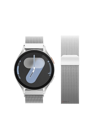 Galaxy Watch 6 / 5 / 4 Fe Uyumlu Manyetik Milanese Metal Kordon 40-47mm Gümüş