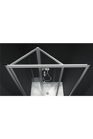 Blackline Katlanır İki Duvar Arası Akordiyon Duşakabin 75 x 79 CM Ölçü-Cam Deseni-75-79 Cm Arası-Şeffaf