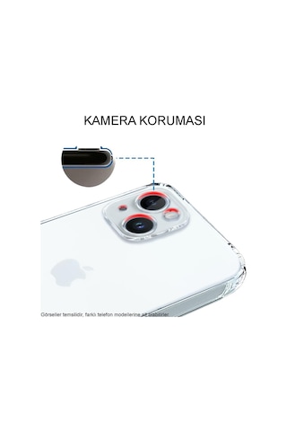 Apple Uyumlu iPhone 15 Plus Kapak Kamera Korumalı Tıpalı Şeffaf Silikon Kılıf