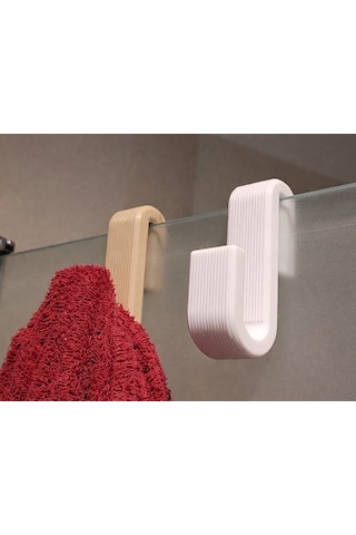 3 Lü Cam Askı Kancası 8 Mm Cam Uyumlu Modern Banyo Havlu Askılığı Bej