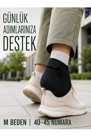 Topuk Destek Çorabı M Beden 40-45 Ayarlanabilir Cırtlı Esnek Siyah Tasarım Standart