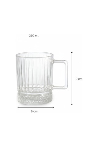 Elysia Dekor 6 Kişilik Cam Çay-kahve Kupa Takımı 6 X 210 Ml. Şeffaf