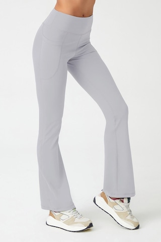 Los Ojos Kadın Gri Yüksek Bel Toparlayıcı Çift Cepli İspanyol Paça Tayt Bootcut Gri