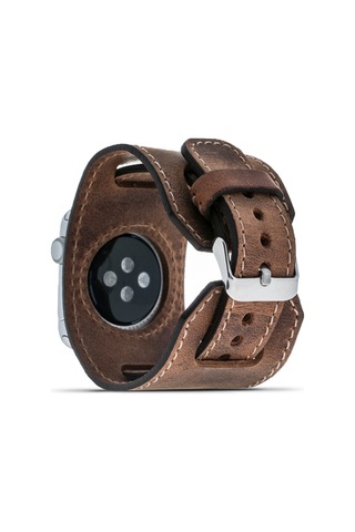 Bouletta Apple Uyumlu Watch Deri Kordon 42-44-45 MM Cuff Kahverengi