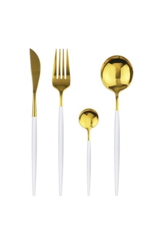Ikon 36 Parça Beyaz Gold Çatal  Kaşık Bıçak Seti Beyaz Gold