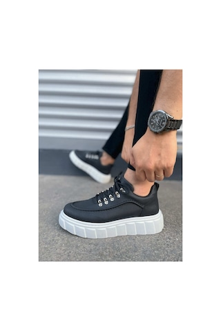 DMR Elegance Jy010 Cloud Bağcıklı Cilt Erkek Günlük Sneaker Ayakkabı Cbt - Siyah