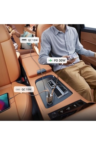 Jr-ccl07 3&apos Ü 1 Arada Geri Çekilebilir Araç Şarj Cihazı - Çift Usb Ve Tip-c Bağlantı Noktaları, Hızlı Şarj, Yerden Tasarruflu Tasarım, Akıllı Telefonlar Ve Tabletlerle Uyumlu - Koyu Gri
