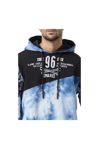 Cipo & Baxx Cl593 Erkek Hoodie Sweatshirt Modern Baskılı, Kapüşonlu, Rahat Kesim Sweatshirt Mavi