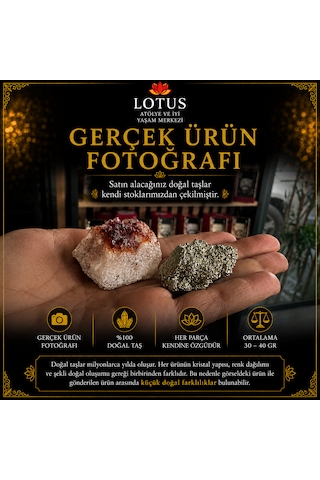 Bolluk Ve Bereket Doğal Taş Seti Pirit Ham Taşı & Sitrin Kristal Kümesi Pir-sit