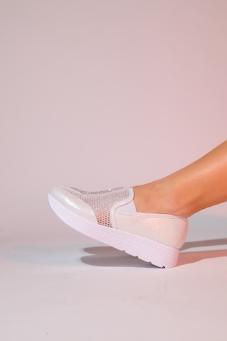 Luvishoes Purcan Sedef Simli Fileli Kalın Tabanlı Kadın Günlük Ayakkabı Sedef