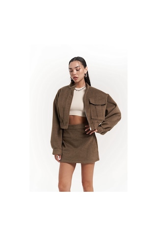 Tenby Soft Kahve Crop Ceket-etek Takım Soft Kahve