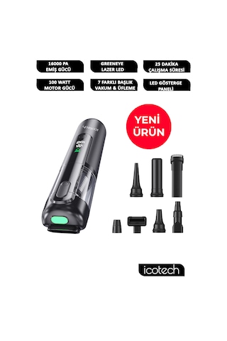 Icotech MC20 16000 Pa Greeneye Lazer Mini Araç El Süpürgesi