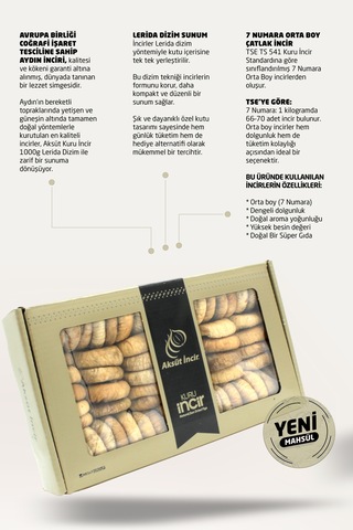 Kuru İncir Lerida Dizim 1000g Aydın İnciri Ab Coğrafi İşaretli 1 KG