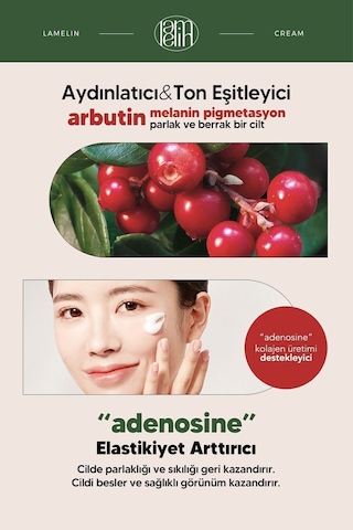 Lamelin Arbutin İçeren Leke ve Yüz Bakım Kremi Lamelin Arbutin Pure Cream 50 ML