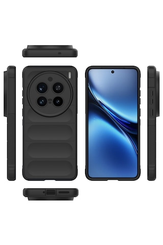 Vivo X200 Pro Kılıf Kamera Korumalı Esnek Tpu Oyuklu Arka Yüzey Tasarımlı Silikon Kapak Siyah