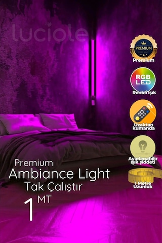 Led Abajur Aplik Gece Lambası Rgb Lambader 16 Renkli Uzaktan Kumandalı Işık 4 Animasyonlu