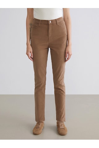 Lcwaıkıkı Classic Kahverengi Dar Fit Kadife Kadın Pantolon