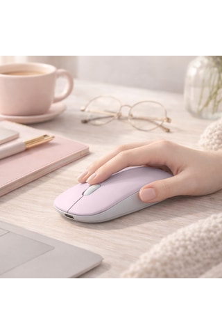 Laptop İçin İnce Kablosuz Mouse Bluetooth Bağlantı Şarjlı Batarya Usb Alıcılı Taşınabilir Tasarım 14963