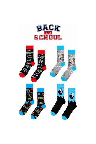 Carnaval Socks Okula Dönüş 4'lü Çorap Seti Bilim Ve Oyun Temalı Kalemlikli 2000386