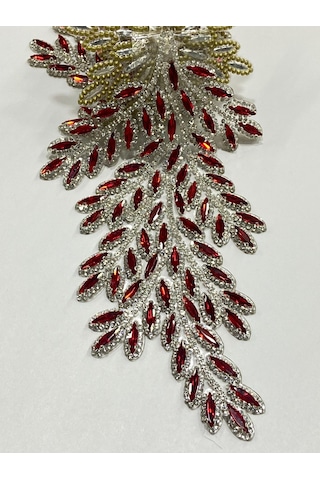 Ütüyle Yapışan Kristal Taşlı Aplike - Kırmızı