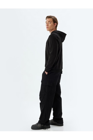 Koton Kapşonlu Sweatshirt Basic Uzun Kollu Pamuklu Siyah 5wam70037mk Siyah