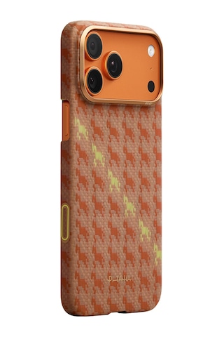 Apple Apple iPhone 17 Pro Kılıf M-safe Uyumlu Aramid Fiber Pitaka Edge Serisi Happiness Rides Kapak Kahverengi