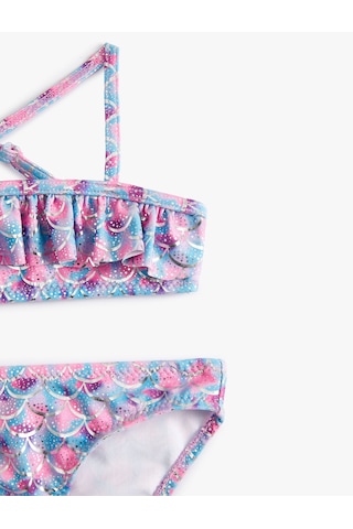 Koton Bikini Takımı Fırfırlı İnce Askılı Pembe Desenli 4skg00001mm Pembe