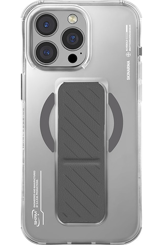 Apple iPhone 16 Pro Uyumlu Kılıf Magsafe Şarj Özellikli Teknoloji Desenli Standlı Skinarma Axon Kapak Titanyum