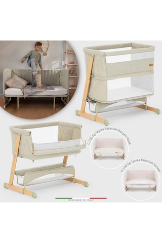 Elele Lettino 4 in 1 Xl Büyüyebilen Anne Yanı Bebek Beşik Park Yatak 0-100 Kg Yeşil
