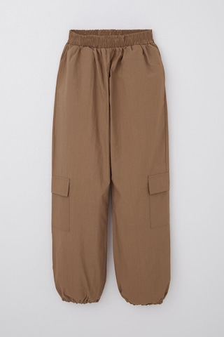 Breeze Kız Çocuk Paraşüt Jogger Paça Pantolon Kargo Cep 7-12 Yaş, Kahverengi Kahverengi
