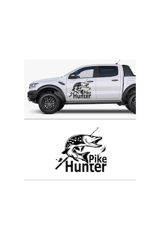 30 X 30 cm - Pike Hunter Oto Sticker. Balık Avı Oto Sticker