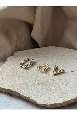 Ysx Jewelry Geometrik Üçlü Küpe Seti Çok Renkli