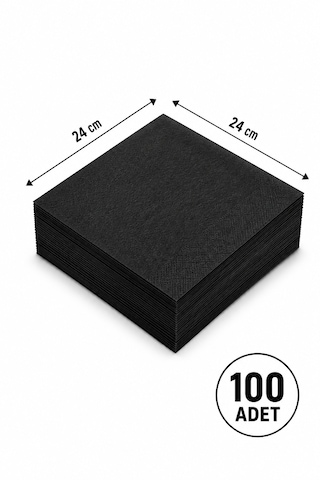 24x24 Kare Siyah Peçete 100'lü